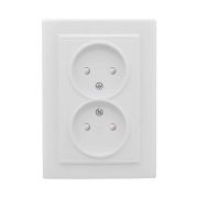 Розетка 2-м СП Минск 10А IP20 без заземл. защ. шторки бел. Basic EKF ERR10-102-100